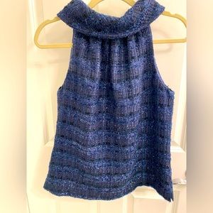 Sail To Sable Holiday Sparkle Tweed Cowl Neck Top